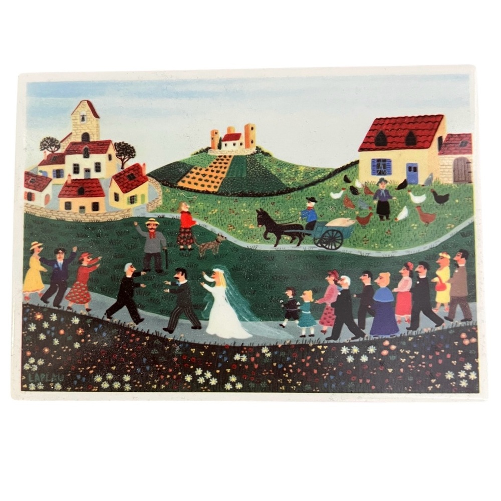 Villeroy & Boch VilboCard Vintage Ceramic “Wedding Procession” Art Postcard